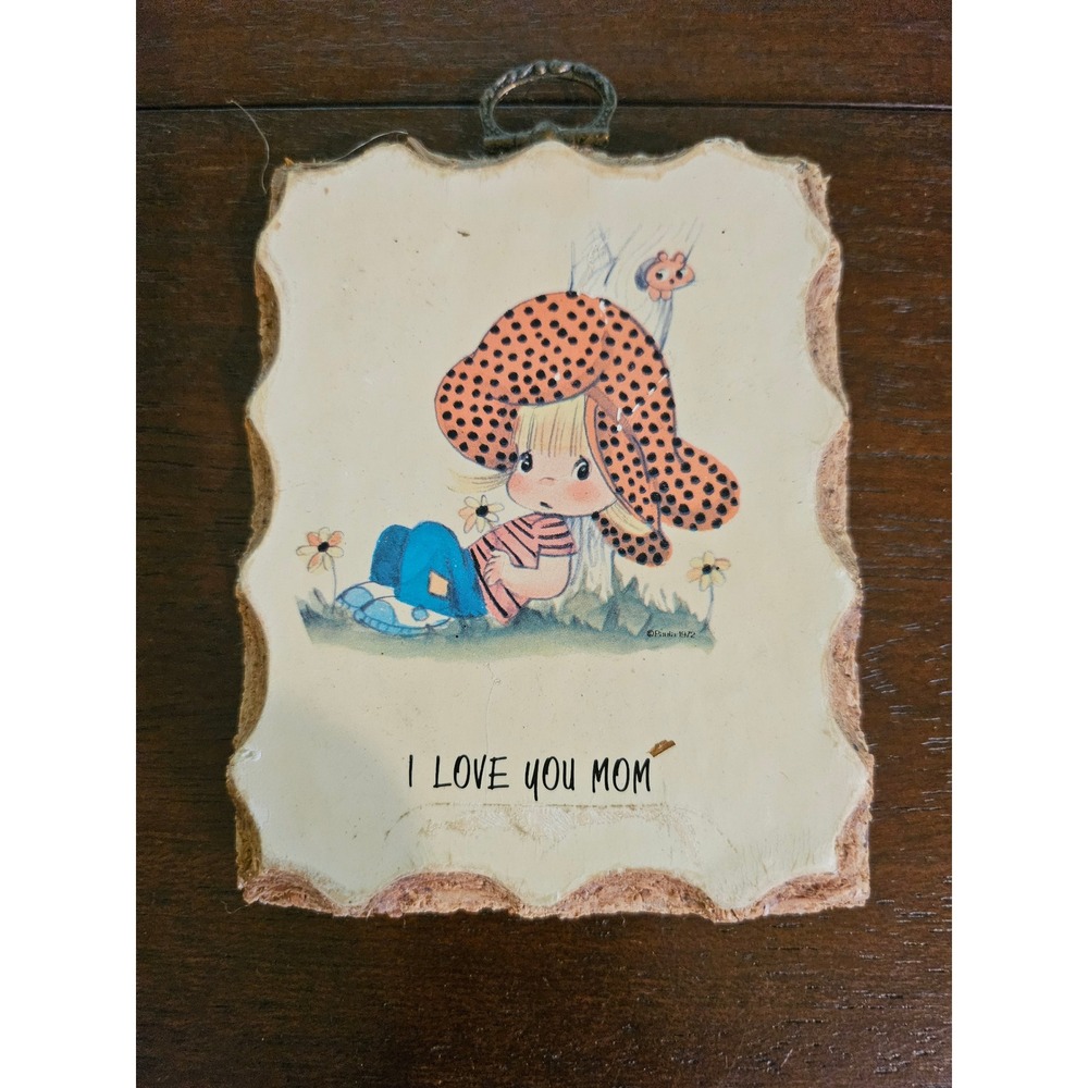 Paula-Cutes Wall Plaque Gift Small Cream I Love You Mom Vintage 1980 250WPC4